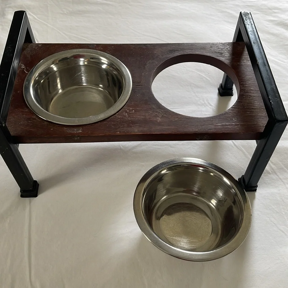 Elevated non-skid, double diner, dog stand